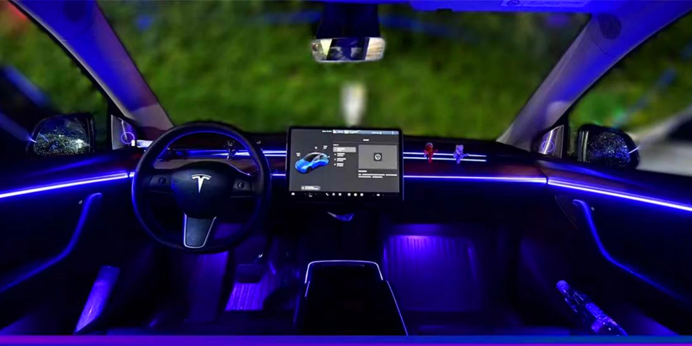 Car ambient light for Tesla Model3 Adjust the interior atmosphere Music voice control